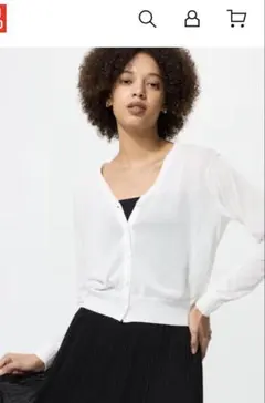 UNIQLO ライトVネックカーディガン XLサイズ ホワイト　長袖