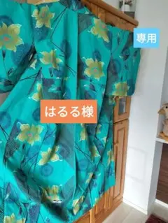 珍品✩.*˚小千谷？近江？ちぢみに捺染の麻着物♡銘仙風 ふっくらさんも