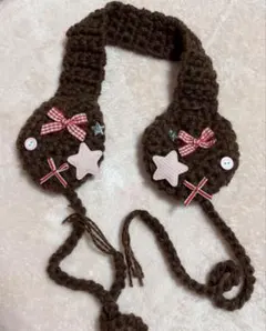 イヤーマフ 耳あて ニット 編み物 ブラウン ウィッシュコア Y2K グランジ