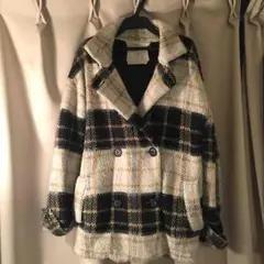 値下げ！チェックニットコート☆osmosisのサムネイル