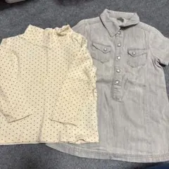 2枚セット 半袖デニムワンピース 90サイズ　チュニック 長袖カットソー