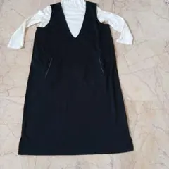 黒のVネックジャンパースカートL.L.