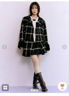 チェック柄フレアスカート ブラック系