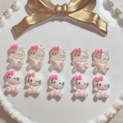 キティちゃん ピンク ラメ デカめ ネイルパーツ 10個セット