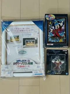 【新品】ミッキーマウス★ステンドアートパズル266ピース ★専用額★フィギュア