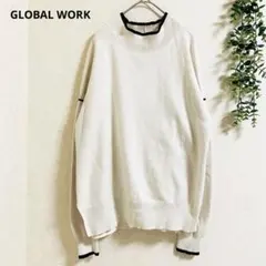 グローバルワーク　配色ニット　L 白黒　カジュアル　ゆる可愛い　快適