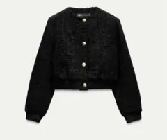 ZARA テクスチャー ボンバージャケット ツイード　値下げ×