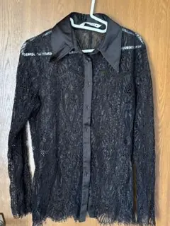 ZARA ブラック レース 長袖シャツ M