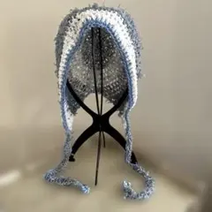 ハンドメイド ボンネット　バラクラバ　レース編み