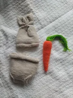 ニットうさぎ＆にんじん セット 赤ちゃん ニューボーンフォト