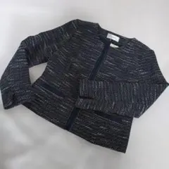 ネイビー系ノーカラージャケット