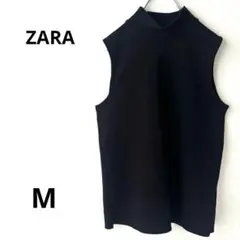 ザラ　タートルネックニット　ノースリーブ　シンプル　ベーシック　黒　無地　仕事着