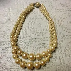 かなり大粒　ヴィンテージ2連パールネックレス