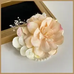 ピンク花パール　コサージュ入学式 卒業式 卒園式 くすみカラー ドライフラワー