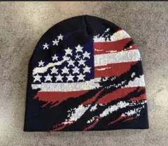 ニット帽ビーニー Flag Y2K vintage ビーニー 秋 黒