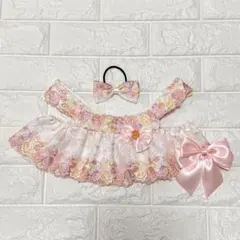 ピンク＆イエローチューリップ ホワイトドレスワンピースのサムネイル