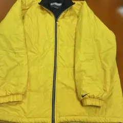 【美品】00s NIKE 中綿ナイロンジャケット イエロー メンズXL 袖ロゴ