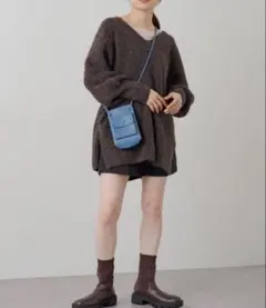 kastane メランジVあきニットブルオーバー ブラウン カスタネ ニット