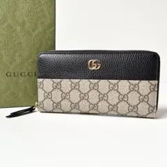 【ほぼ新品】GUCCI 長財布 ダブルG バイカラー ジップアラウンド 黒