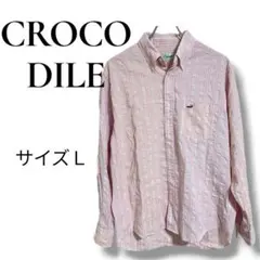 CROCODILEクロコダイル シアサッカー ストライプシャツ メンズ ピンクLのサムネイル
