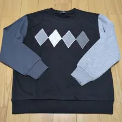 新品☆コムサイズム 黒色 アーガイルモチーフ トレーナー150㎝