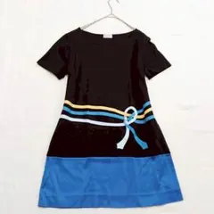 【ロベルタディカメリーノ】半袖ワンピース（M）チュニック ロゴ 膝上丈 黒のサムネイル