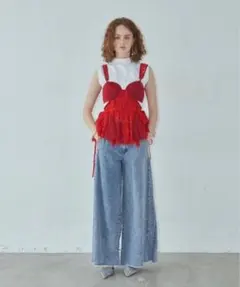 LA BELLETUDEサイドオープンランジェリーペプラムビスチェトップスのサムネイル