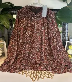 【新品、未使用】 nano universe 長袖ブラウス 花柄　M