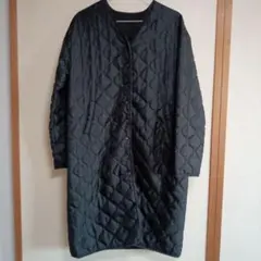 ブラック キルティング ロングコート