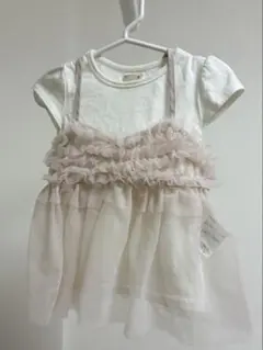 petit main 90cm チュールキャミ　Tシャツ　セット　ライトピンク