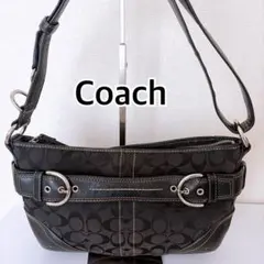 【良品】COACH コーチ ショルダーバッグ ソーホー シグネチャー ブラックのサムネイル