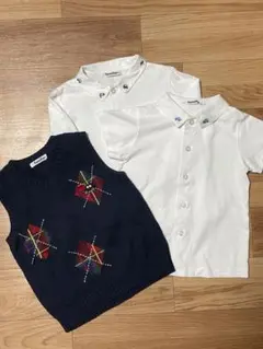 ファミリア 3枚 長袖/半袖シャツ・刺繍ベストセット 100cm