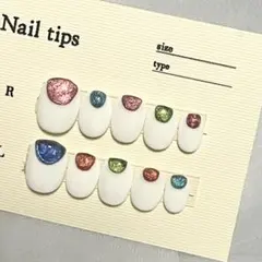 【現品】ネイルチップ　ニュアンス　塗りかけネイル　マグネット　カラフル　韓国
