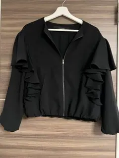 ZARA BASIC ボリュームフリル ブルゾン ジャンパー ブラックのサムネイル