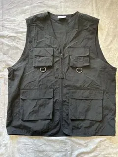 ナイロン フィッシングベスト ハンターベスト マルチポケット 黒 L