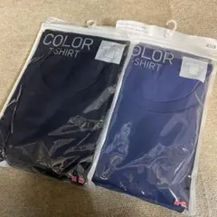 UNIQLO カラークルーネックT 半袖　ネイビー　ブルー　Lサイズ　2枚セット