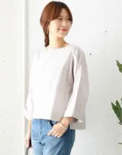 〈アーバンリサーチドアーズ〉ボートネックポケットブラウス　ライトグレー