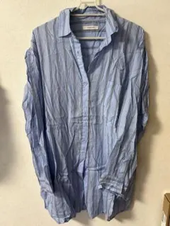 JEANASIS 水色 ストライプ 長袖シャツ