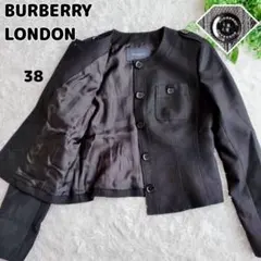 ◾︎極美品◾︎ バーバリーロンドン ノーカラージャケット メガチェック ブラック38