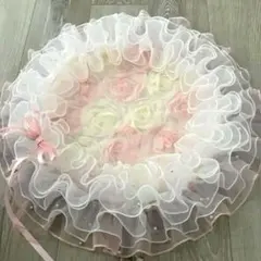 부케 카페 매트 ❀.*핑크/화이트 ✨️ 지름 54cm “착석 35cm”