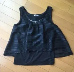 ビーズ装飾 ブラック ノースリーブ チュニック Mサイズ