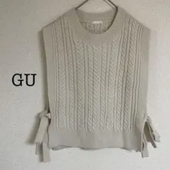 ジーユー/GU〈S〉ニット ベスト　ホワイト/白 系　サイドリボン　無地