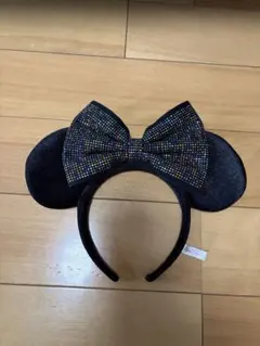 黒 ミッキー耳カチューシャ ビーズ付き