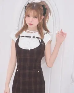 ミシェルマカロン チェックベルトジャンスカセット - メルカリ