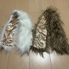 ファー　マフラー　ホワイト ブラウン