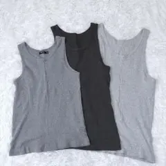 タンクトップ まとめ売り グレー 3枚セット 無地 UNIQLO ユニクロのサムネイル