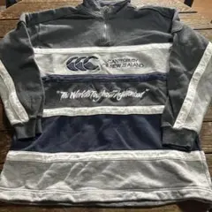 CANterburyカンタベリージップアップポロシャツ グレー/ネイビーMサイズ