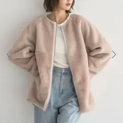 ノーカラーフェイクムートンコート