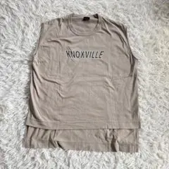 【ラグマシーン】 ノースリーブ M ベージュ 綿100 英字プリント 重ね着