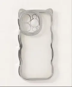 iPhone13promax ケース シルバー ネコ耳